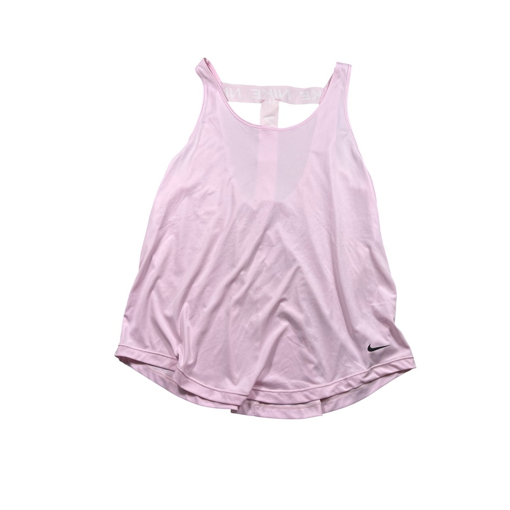 Nike Dri-FIT Women's Large Pink Tank Top Logo Strap Racerback Athletic Workout